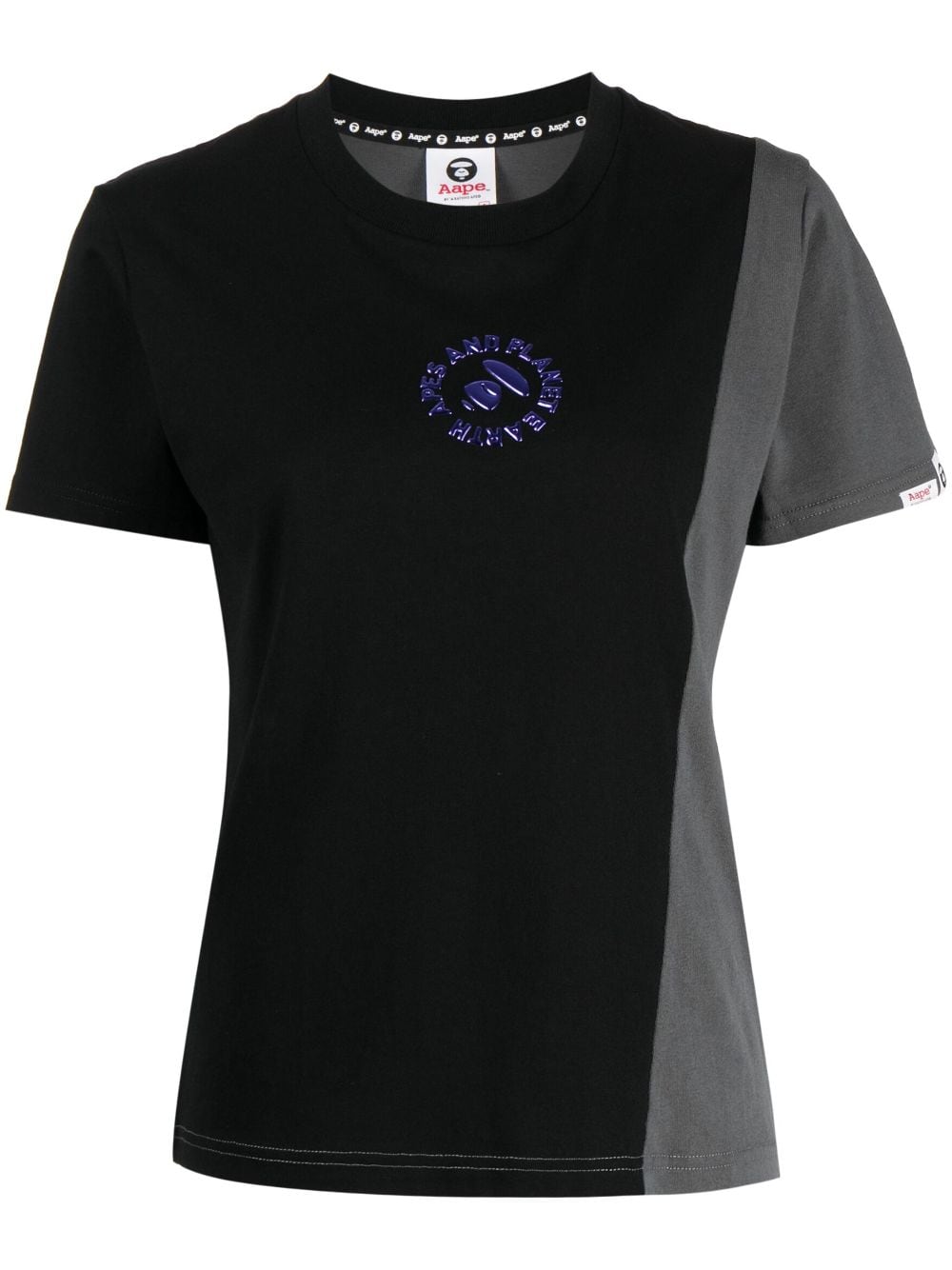 AAPE BY *A BATHING APE® colour-block panelled cotton T-shirt - Black von AAPE BY *A BATHING APE®