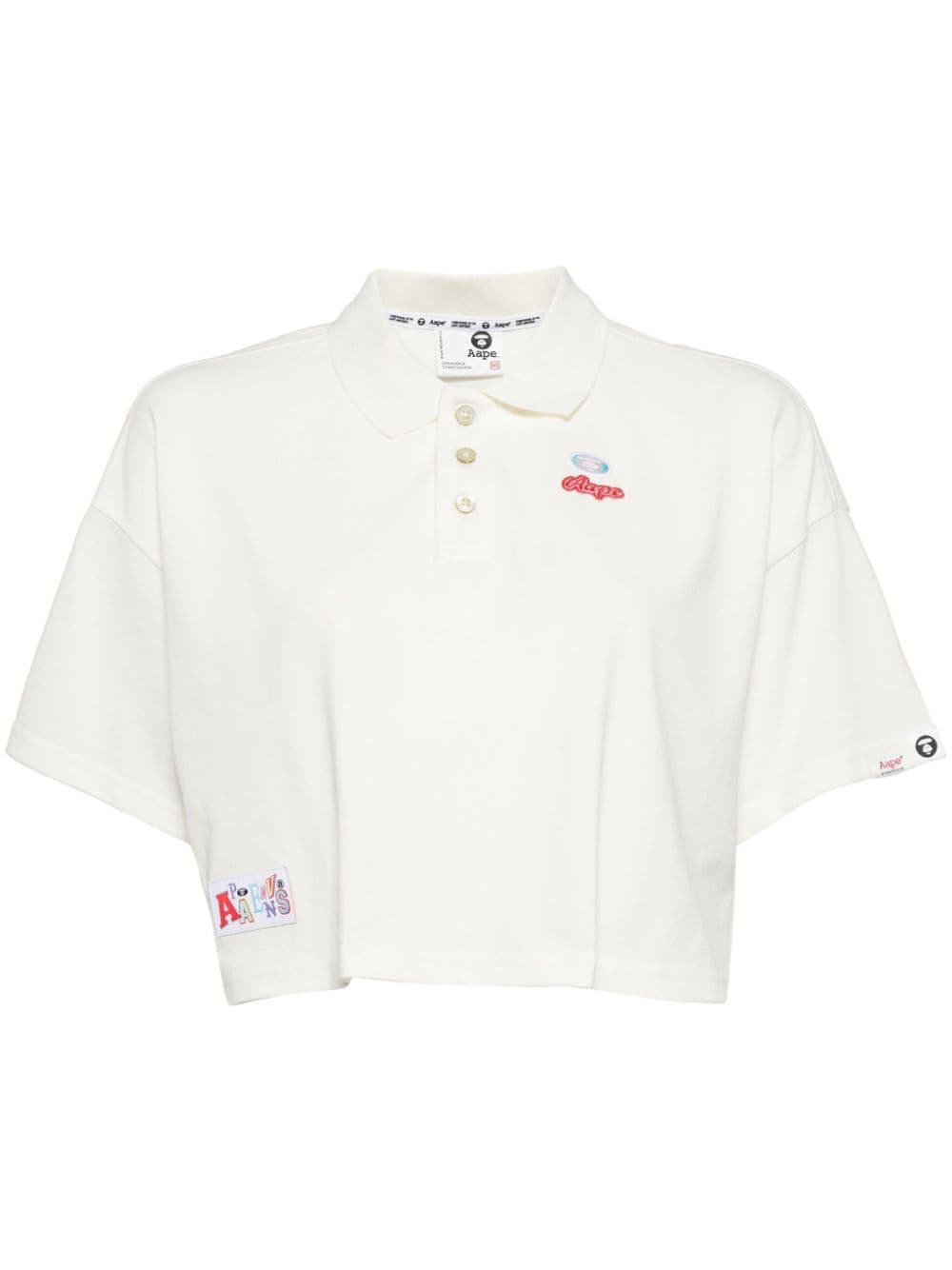 AAPE BY *A BATHING APE® cropped cotton polo shirt - White von AAPE BY *A BATHING APE®