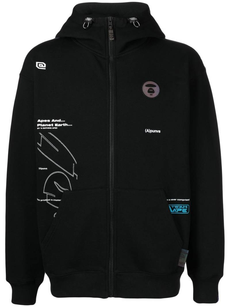 AAPE BY *A BATHING APE® graphic logo-patch zip-up hoodie - Black von AAPE BY *A BATHING APE®