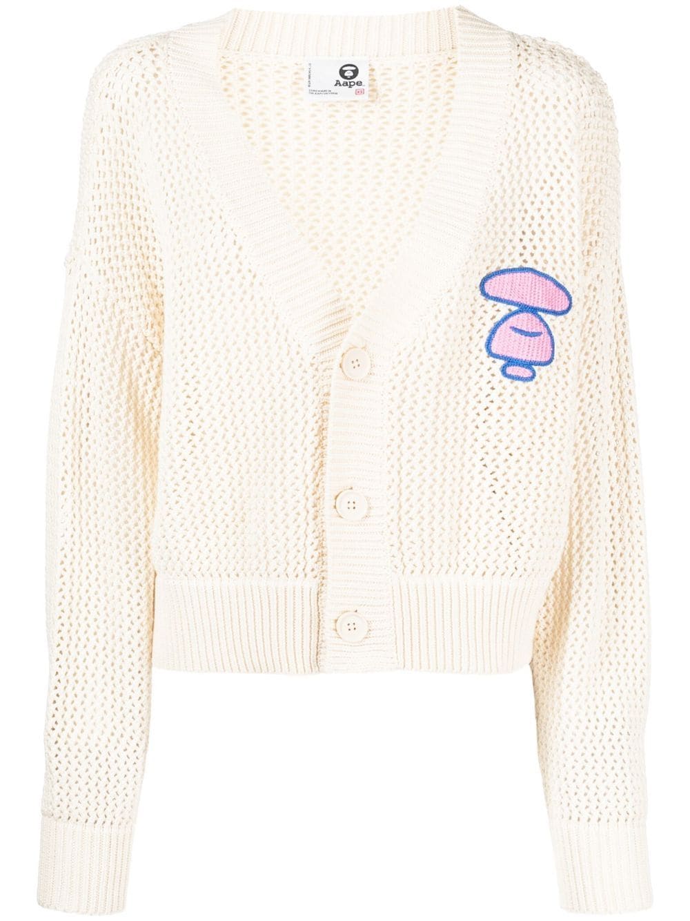 AAPE BY *A BATHING APE® knitted logo cardigan - White von AAPE BY *A BATHING APE®