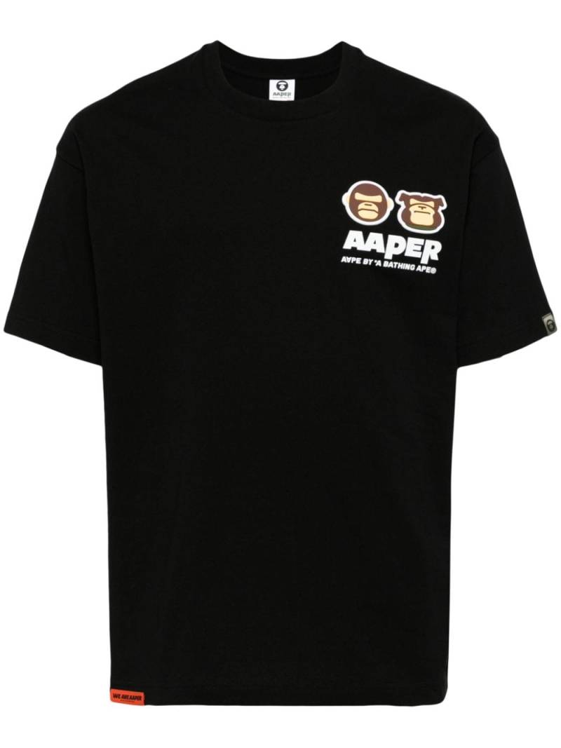 AAPE BY *A BATHING APE® logo-appliqué cotton T-shirt - Black von AAPE BY *A BATHING APE®