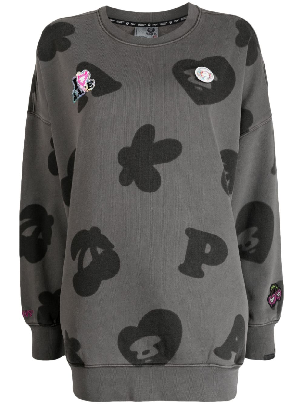 AAPE BY *A BATHING APE® logo-appliqué crew-neck sweatshirt - Grey von AAPE BY *A BATHING APE®