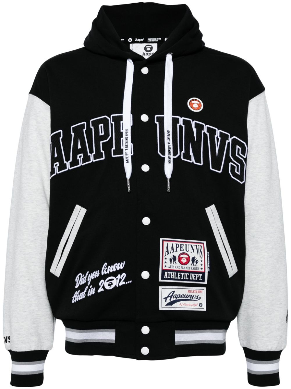 AAPE BY *A BATHING APE® logo-appliqué hooded bomber jacket - Black von AAPE BY *A BATHING APE®