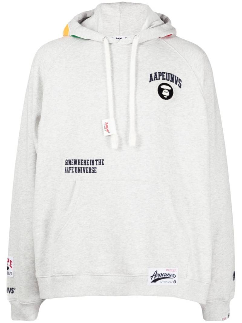 AAPE BY *A BATHING APE® logo-appliqué long-sleeve hoodie - Grey von AAPE BY *A BATHING APE®