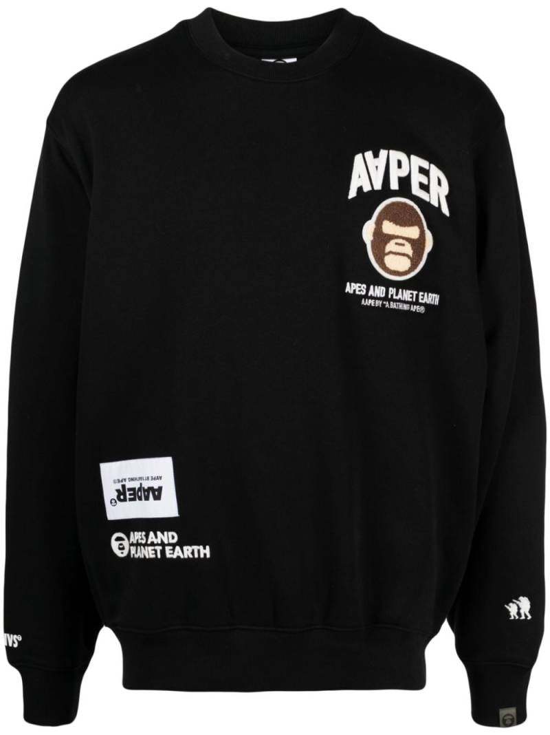 AAPE BY *A BATHING APE® logo-appliqué long-sleeve sweatshirt - Black von AAPE BY *A BATHING APE®
