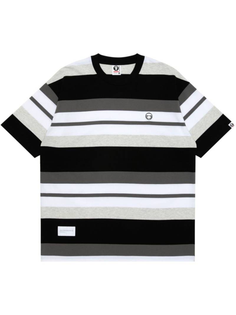 AAPE BY *A BATHING APE® logo-applique striped cotton T-shirt - Black von AAPE BY *A BATHING APE®