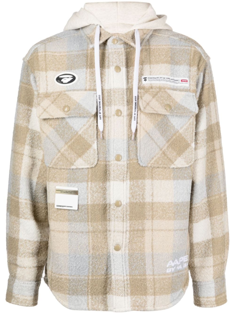 AAPE BY *A BATHING APE® logo-embroidered check-print hooded jacket - Brown von AAPE BY *A BATHING APE®