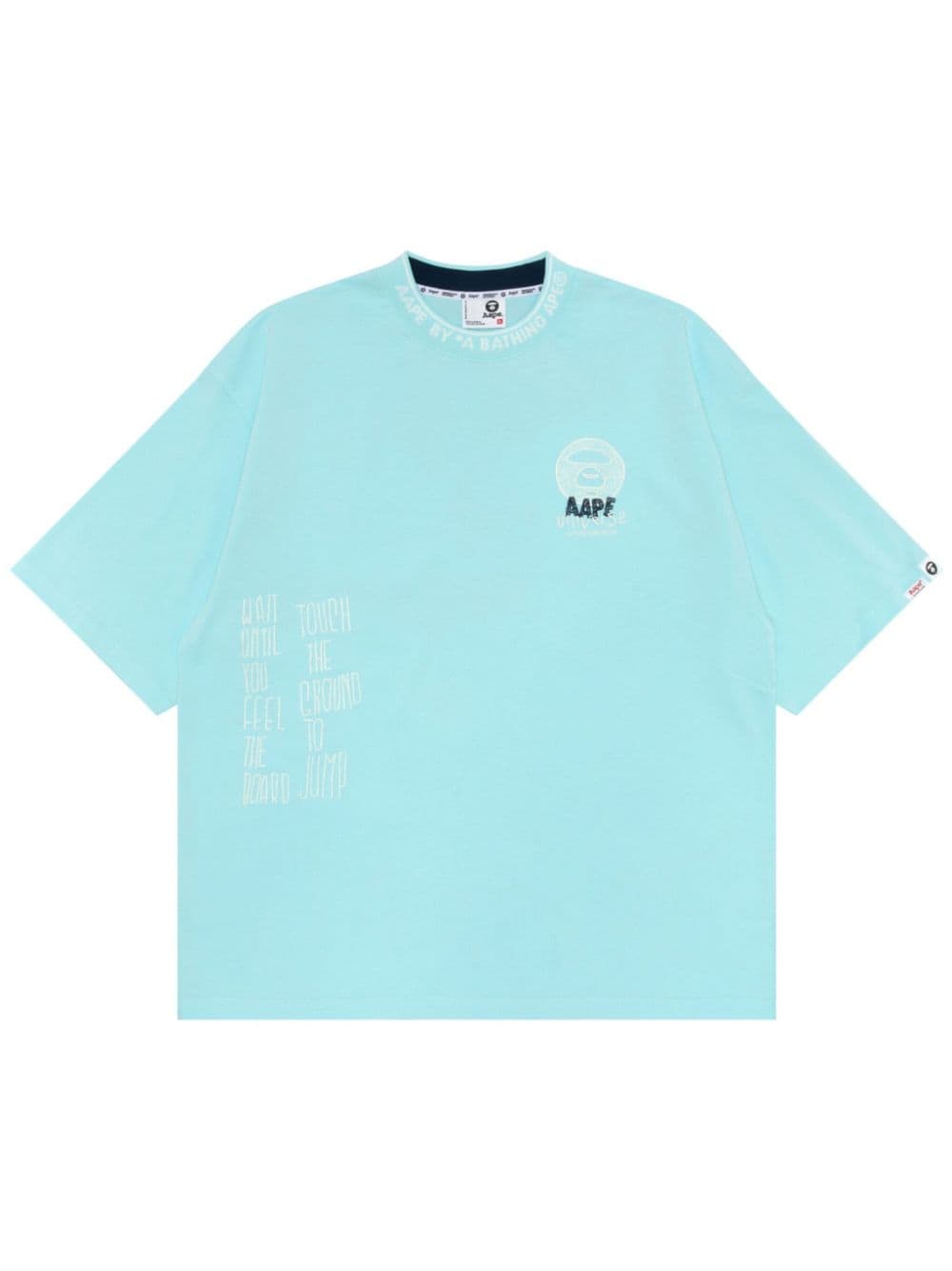 AAPE BY *A BATHING APE® logo-embroidered cotton T-shirt - Blue von AAPE BY *A BATHING APE®