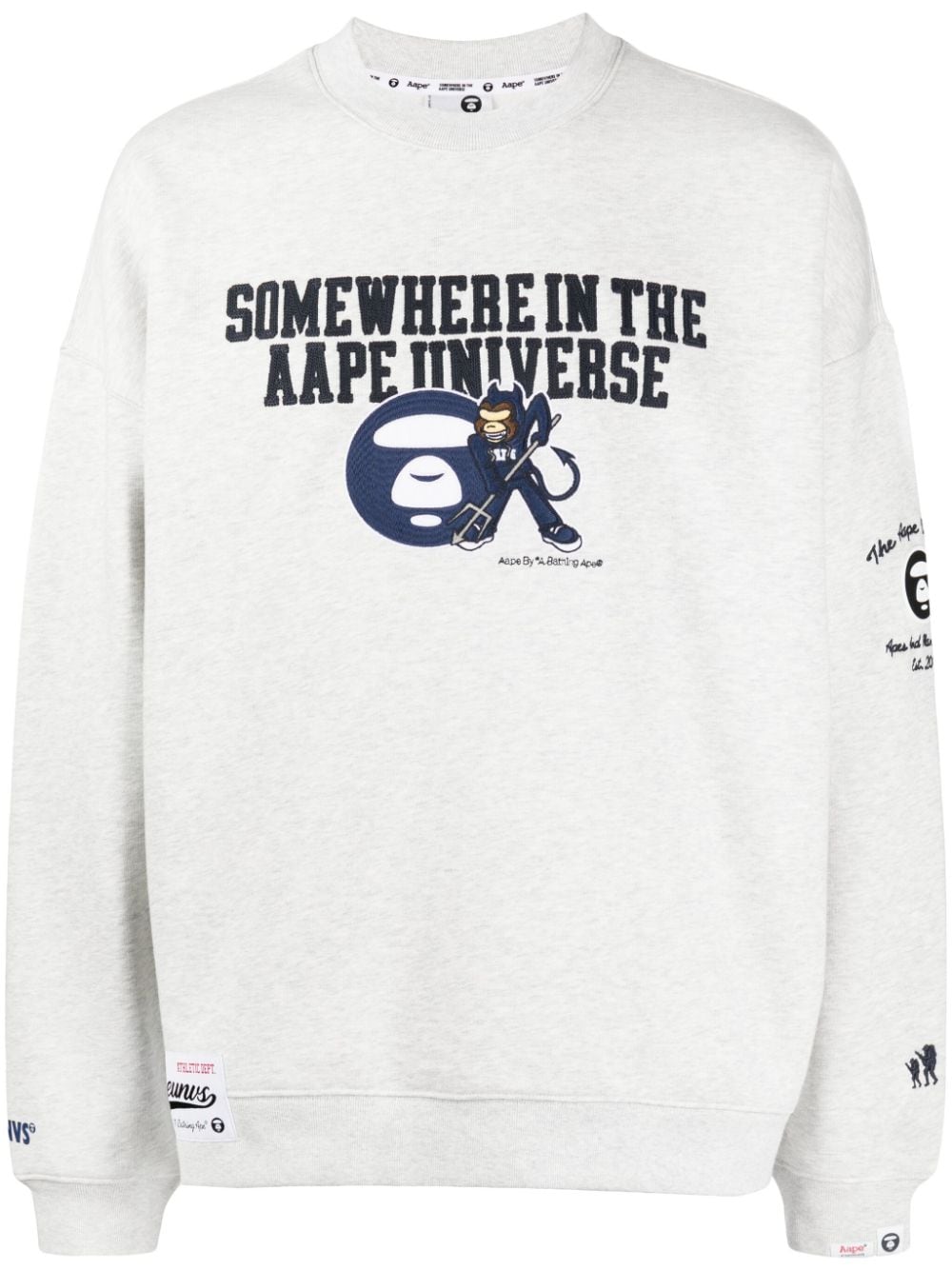 AAPE BY *A BATHING APE® logo-embroidered jersey sweatshirt - Grey von AAPE BY *A BATHING APE®