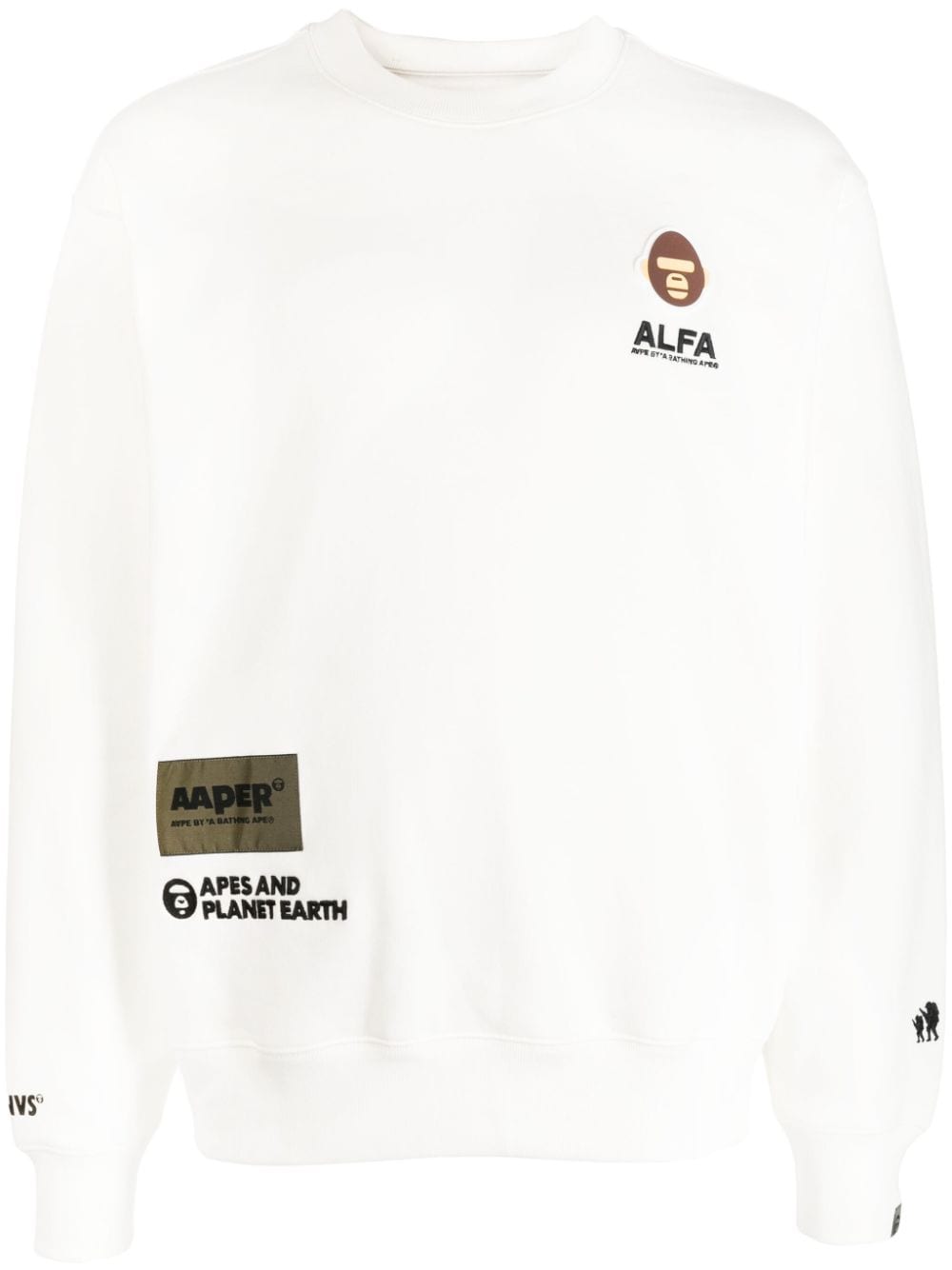 AAPE BY *A BATHING APE® logo-embroidered jersey sweatshirt - Neutrals von AAPE BY *A BATHING APE®