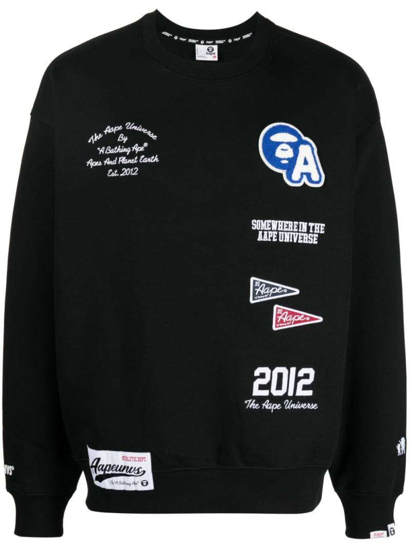 AAPE BY *A BATHING APE® logo-embroidered patch sweatshirt - Black von AAPE BY *A BATHING APE®