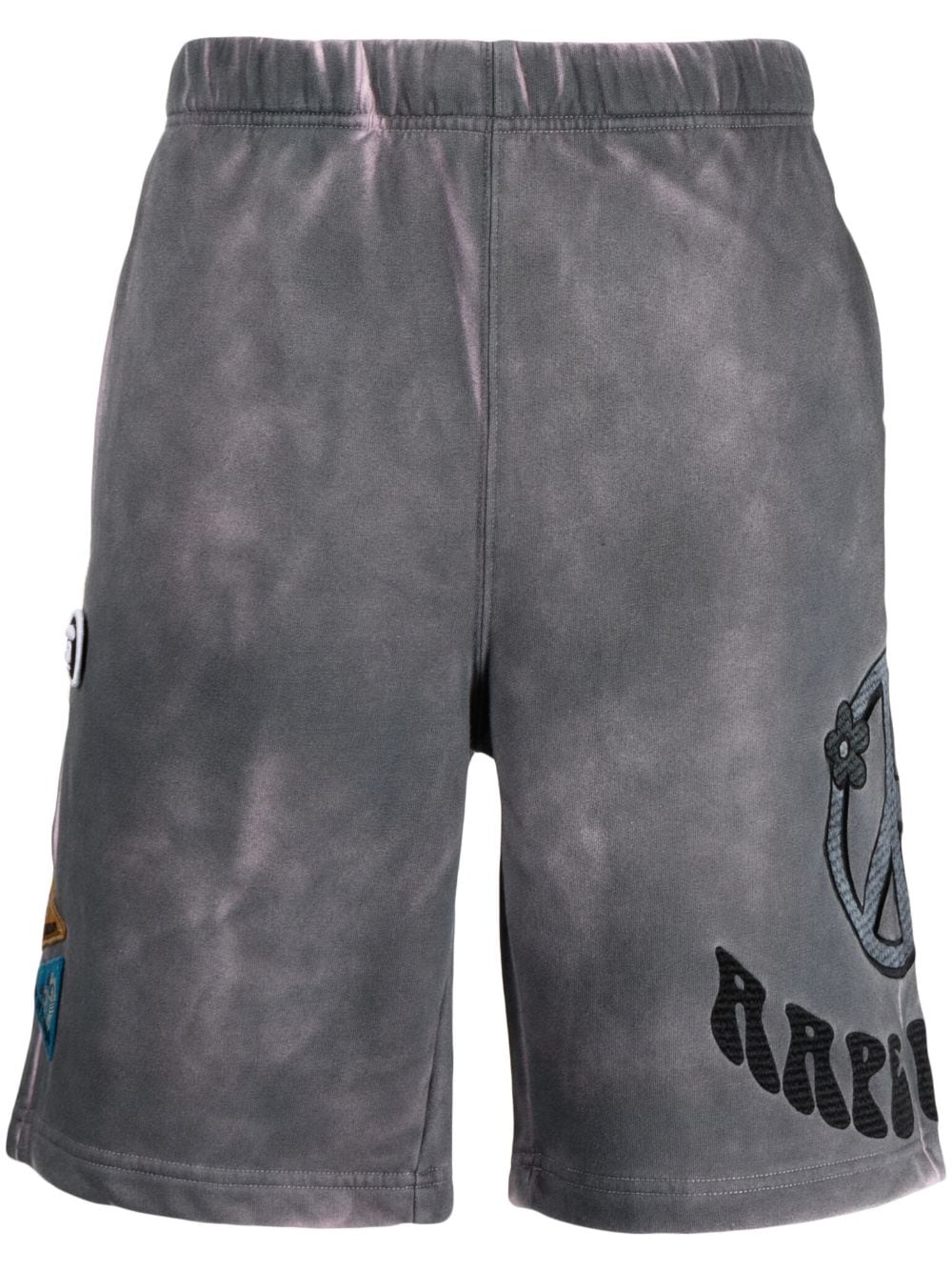 AAPE BY *A BATHING APE® logo-patch acid-wash shorts - Grey von AAPE BY *A BATHING APE®