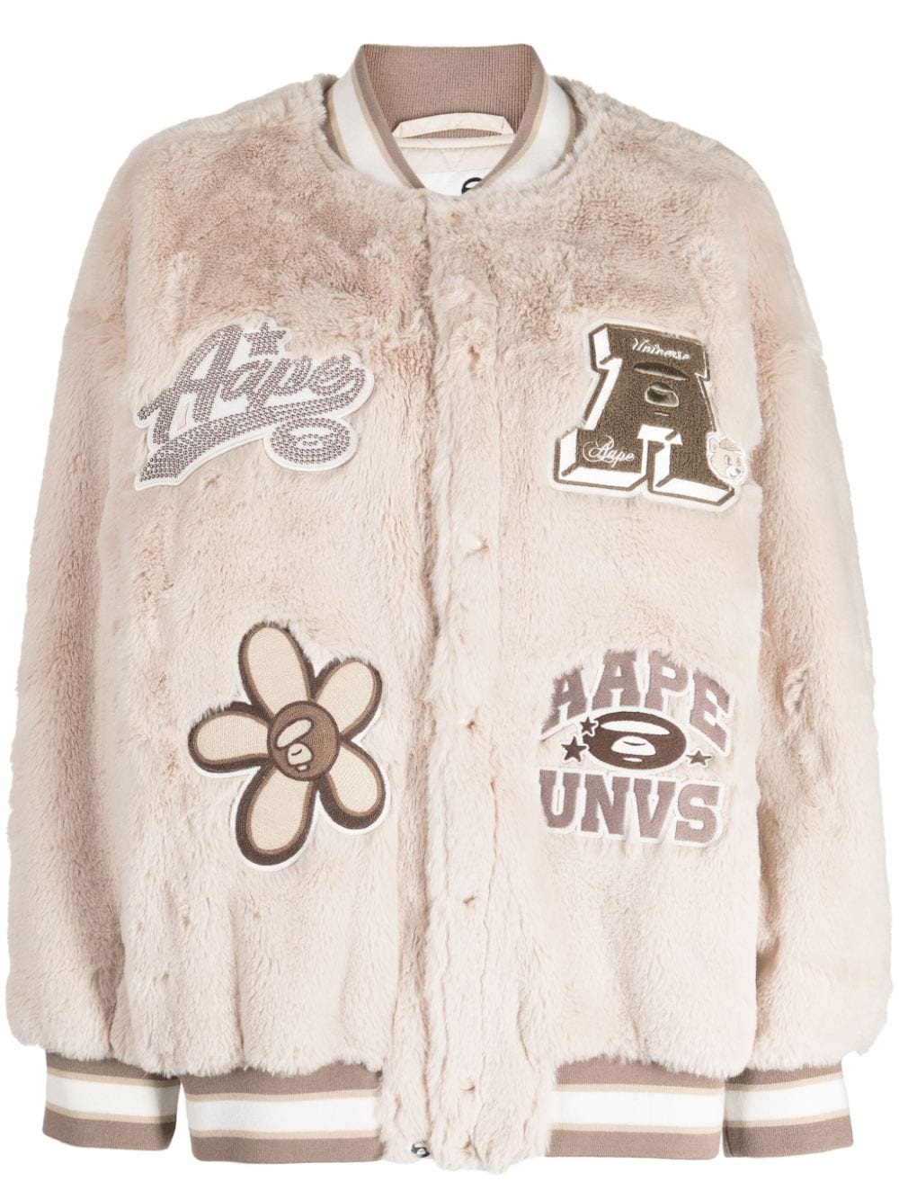 AAPE BY *A BATHING APE® logo-patch bomber jacket - White von AAPE BY *A BATHING APE®