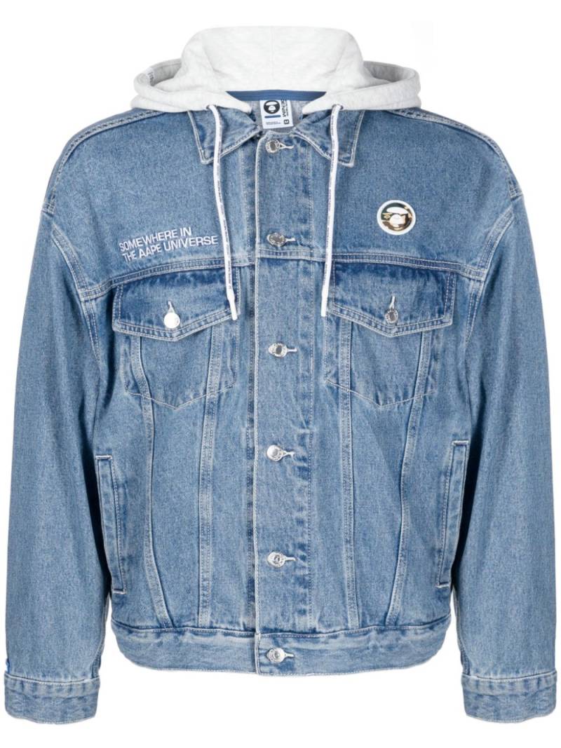 AAPE BY *A BATHING APE® logo-patch cotton denim jacket - Blue von AAPE BY *A BATHING APE®