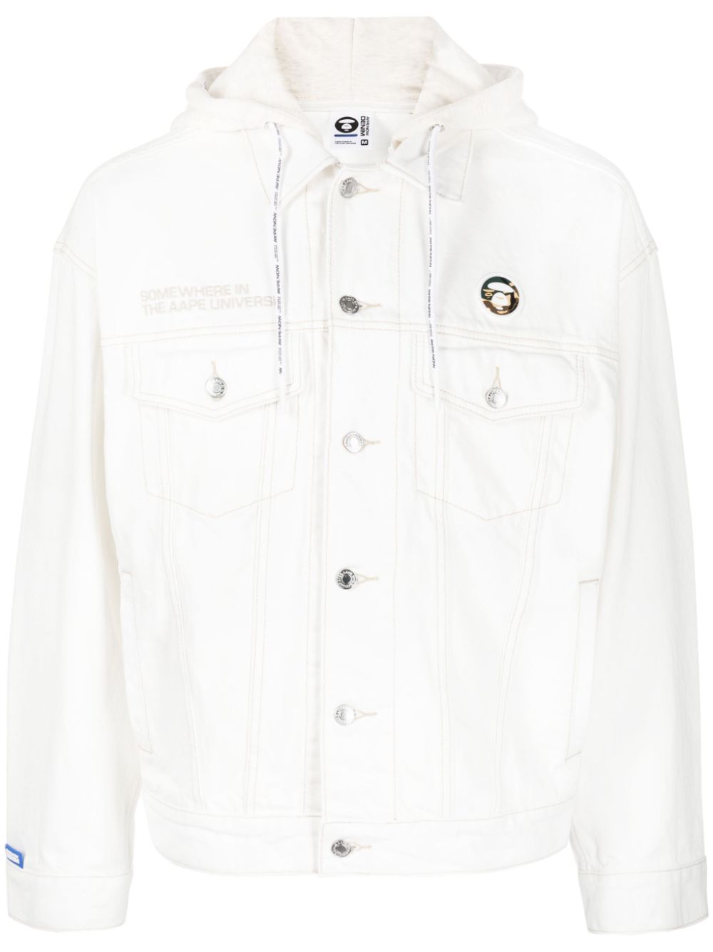 AAPE BY *A BATHING APE® logo-patch cotton denim jacket - White von AAPE BY *A BATHING APE®