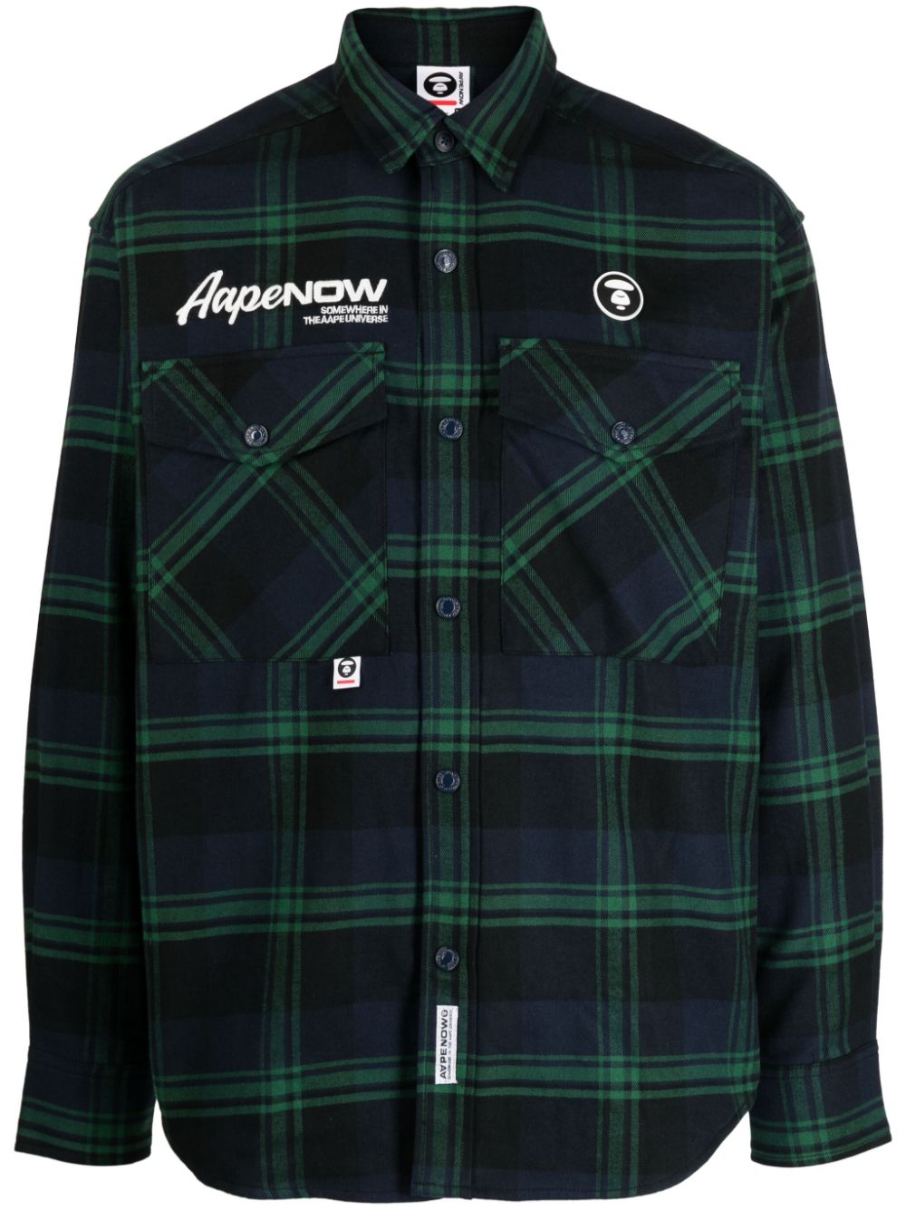 AAPE BY *A BATHING APE® logo-patch cotton shirt - Green von AAPE BY *A BATHING APE®