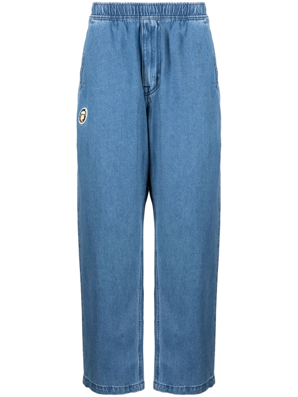 AAPE BY *A BATHING APE® logo-patch cotton wide-leg jeans - Blue von AAPE BY *A BATHING APE®