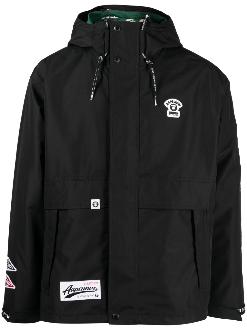 AAPE BY *A BATHING APE® logo-patch layered hooded jacket - Black von AAPE BY *A BATHING APE®