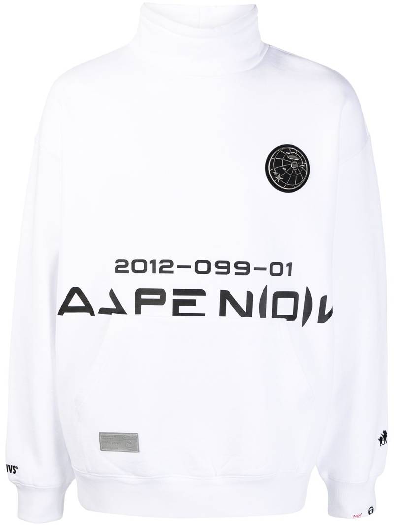 AAPE BY *A BATHING APE® logo-print funnel-neck sweatshirt - White von AAPE BY *A BATHING APE®