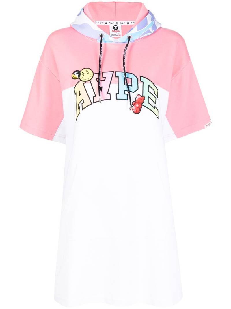 AAPE BY *A BATHING APE® logo-print hooded T-shirt dress - Pink von AAPE BY *A BATHING APE®
