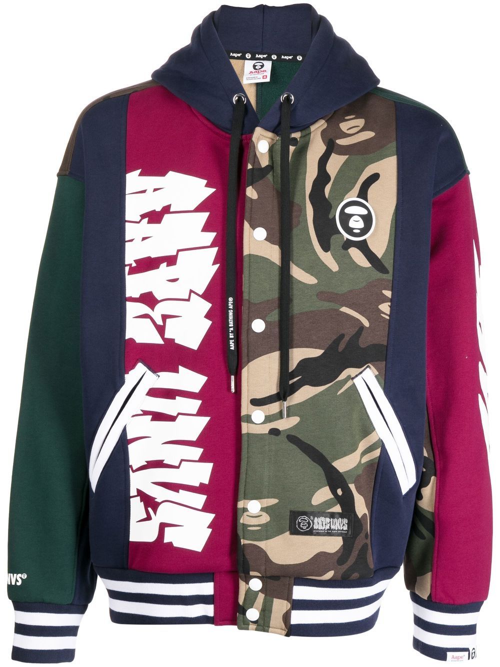 AAPE BY *A BATHING APE® panelled button-up hoodie - Blue von AAPE BY *A BATHING APE®