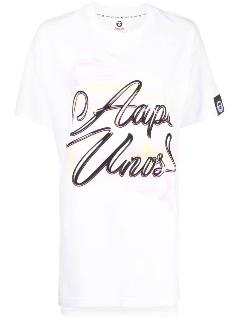 AAPE BY *A BATHING APE® spray-paint effect logo T-shirt - White von AAPE BY *A BATHING APE®