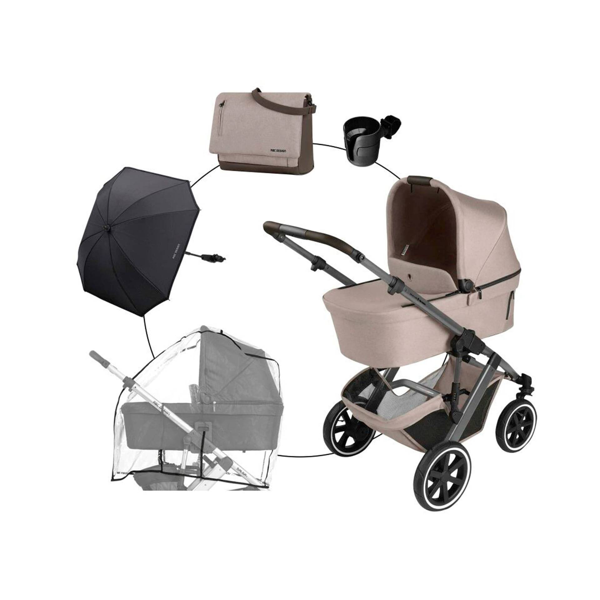 Kombikinderwagen Salsa 5 Air Trio-Set inkl. Wickeltasche, Sonnenschirm, Regenschutz und Becherhalter von ABC Design