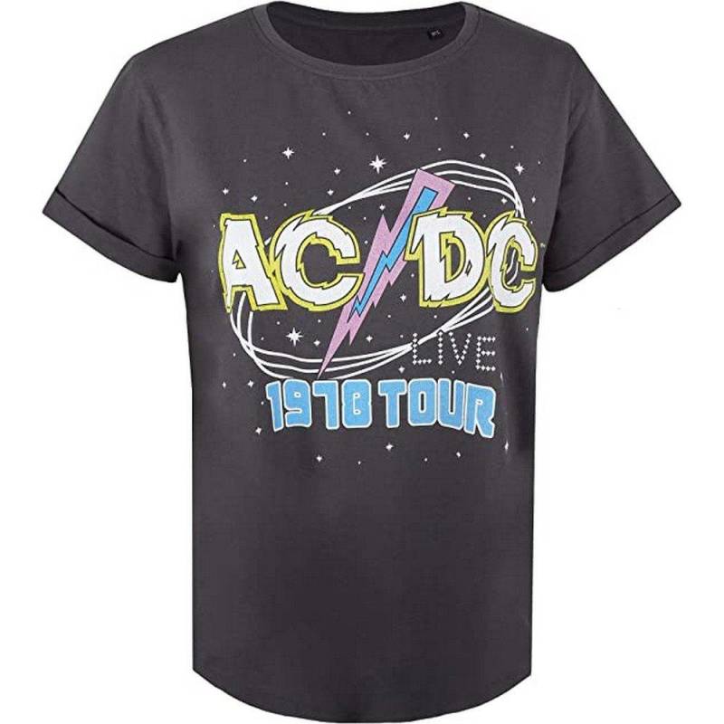 Acdc 1978 Tour Kurzes Tshirt Damen Charcoal Black L von AC/DC