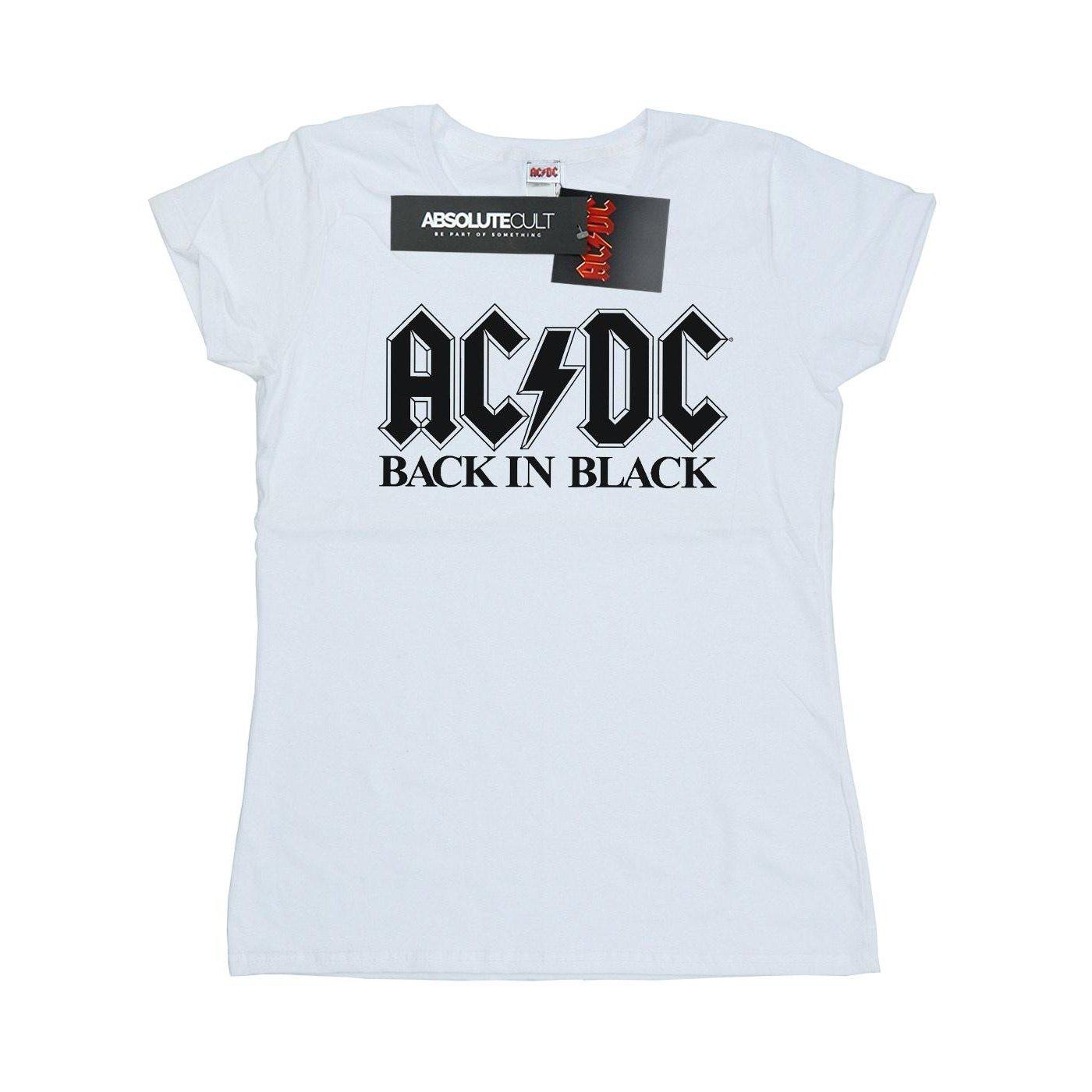 Acdc Back In Black Logo Tshirt Damen Weiss S von AC/DC