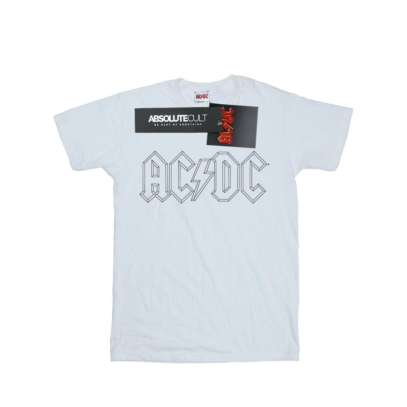 Acdc Black Outline Logo Tshirt Damen Weiss L von AC/DC