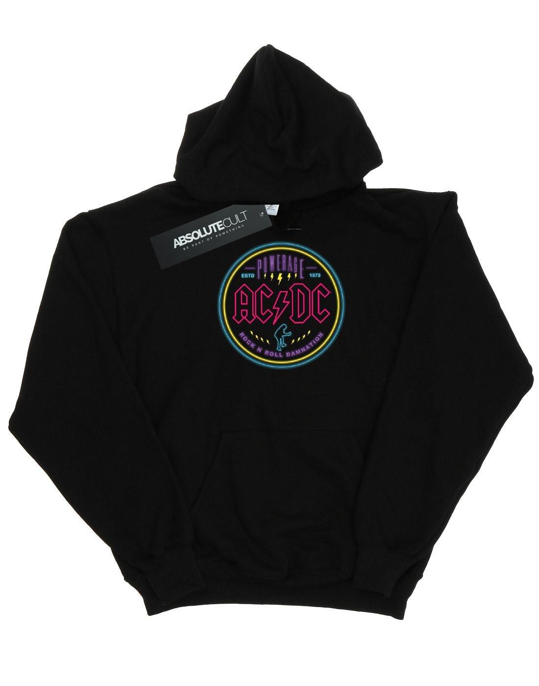 Acdc Circle Neon Kapuzenpullover Mädchen Schwarz 128 von AC/DC