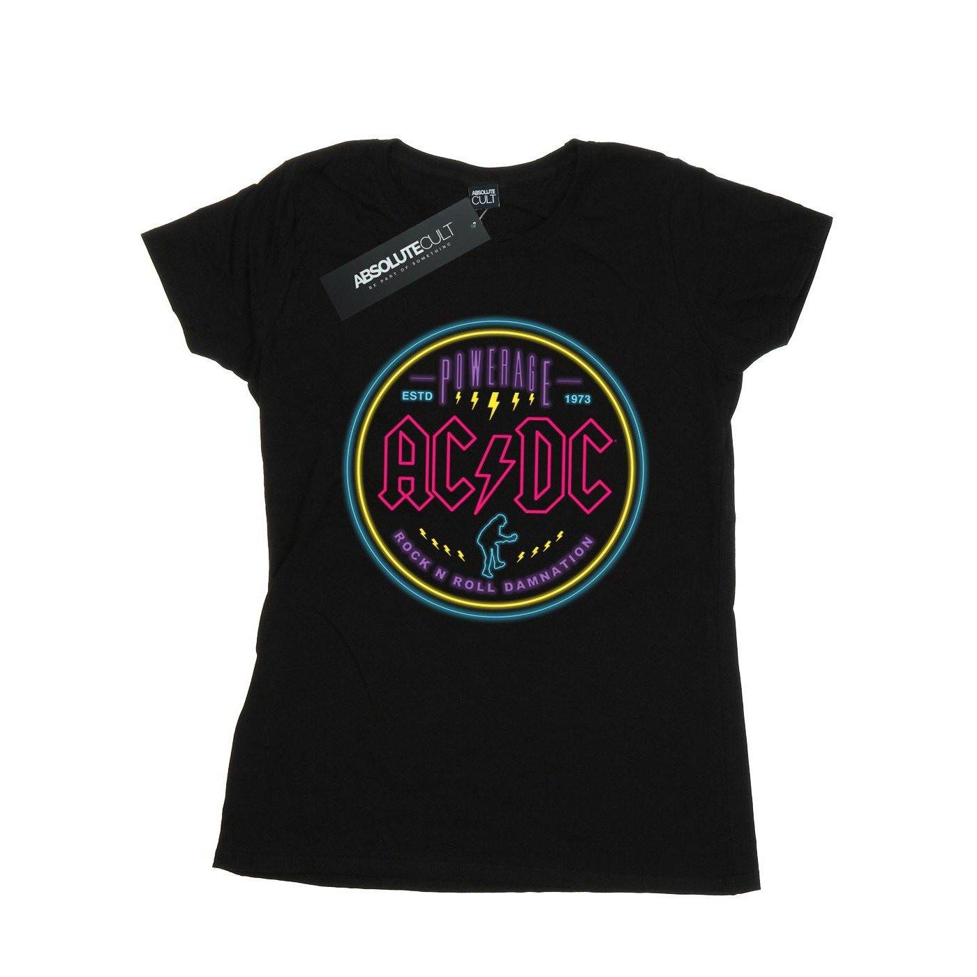 Acdc Circle Neon Tshirt Damen Schwarz L von AC/DC