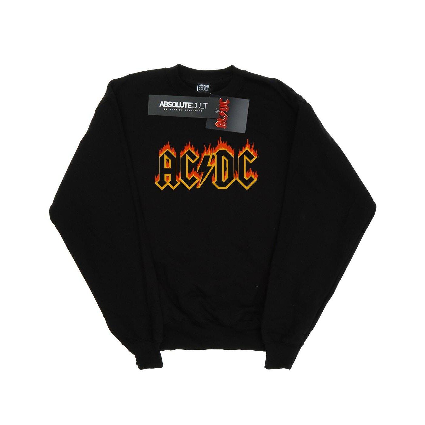 Acdc Flames Logo Sweatshirt Damen Schwarz S von AC/DC