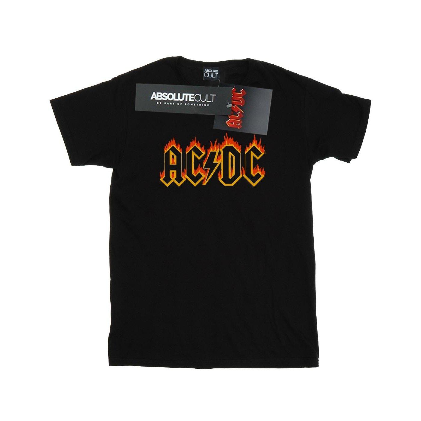 Acdc Flames Logo Tshirt Damen Schwarz L von AC/DC