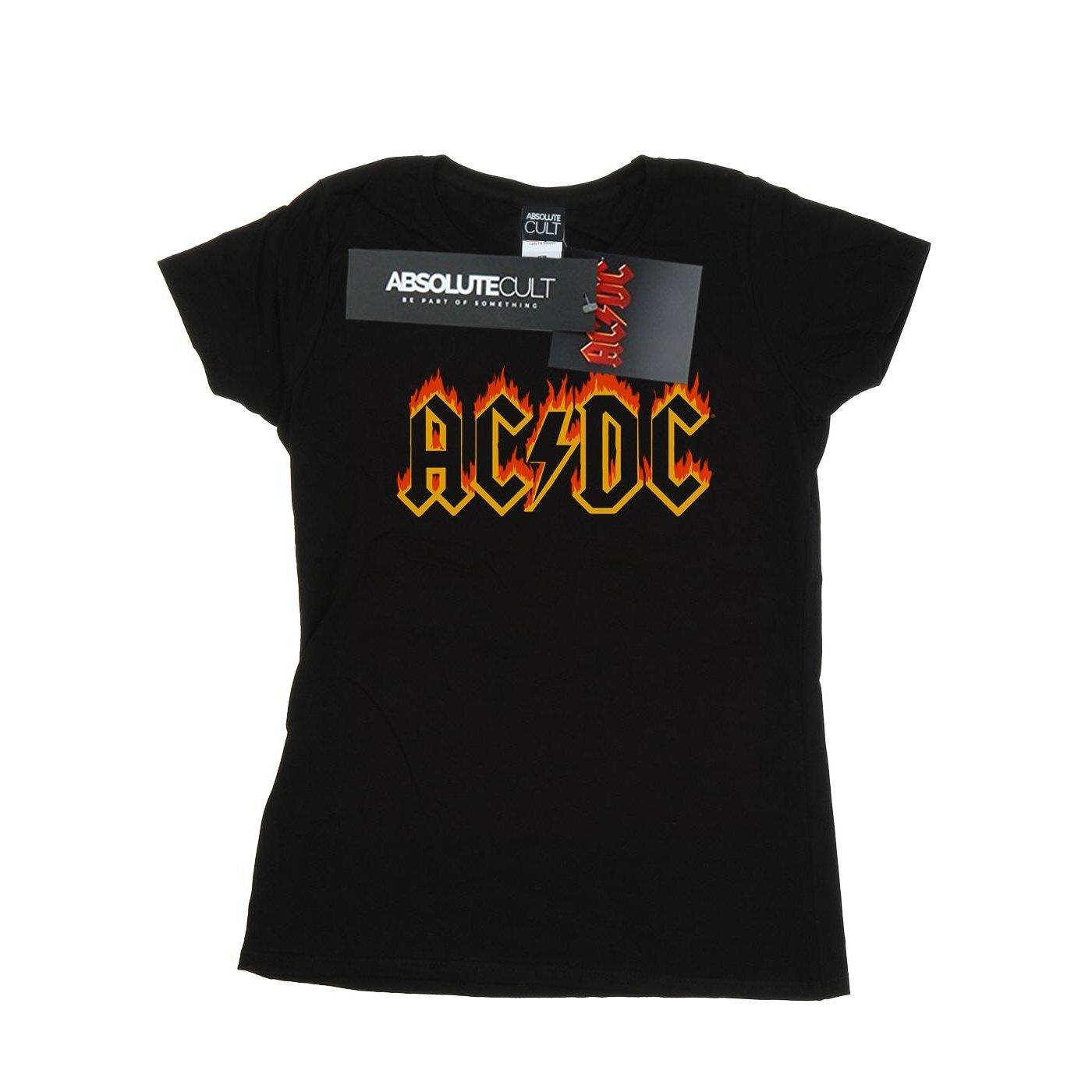 Acdc Flames Logo Tshirt Damen Schwarz S von AC/DC