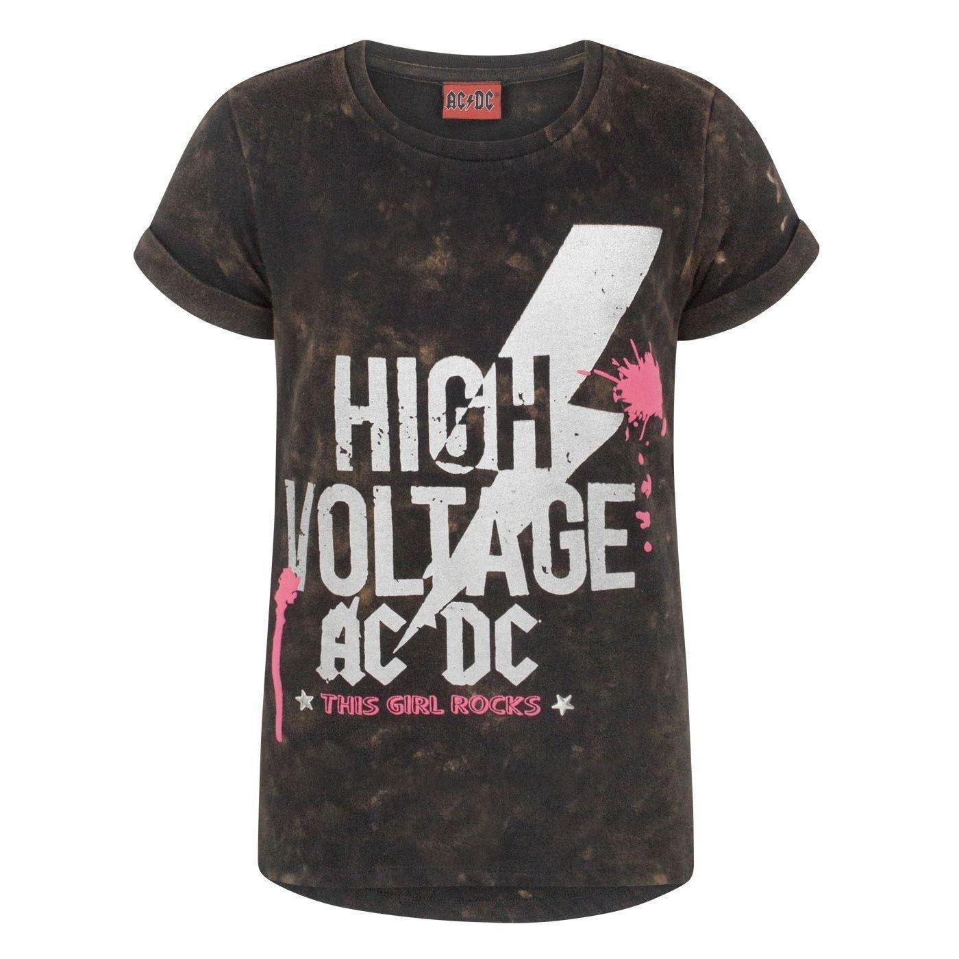 Acdc High Voltage Tshirt Mädchen Schwarz 128 von AC/DC