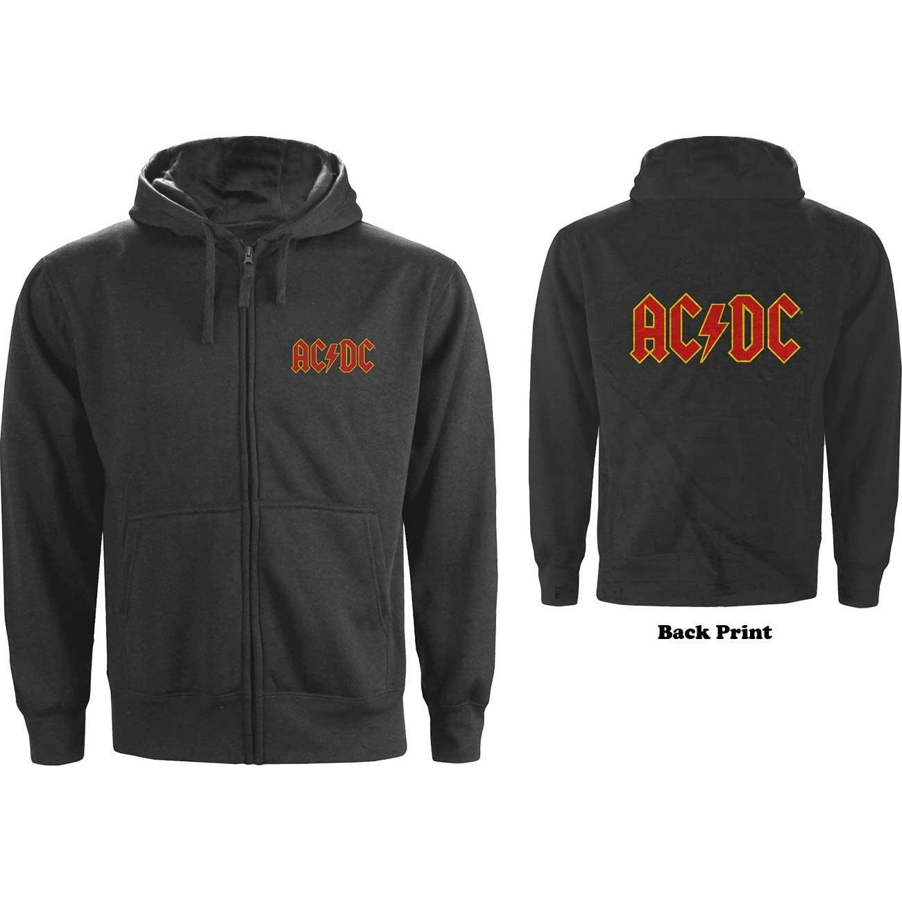 Acdc Hoodie Mit Durchgehendem Reißverschluss Logo Damen Grau XL von AC/DC