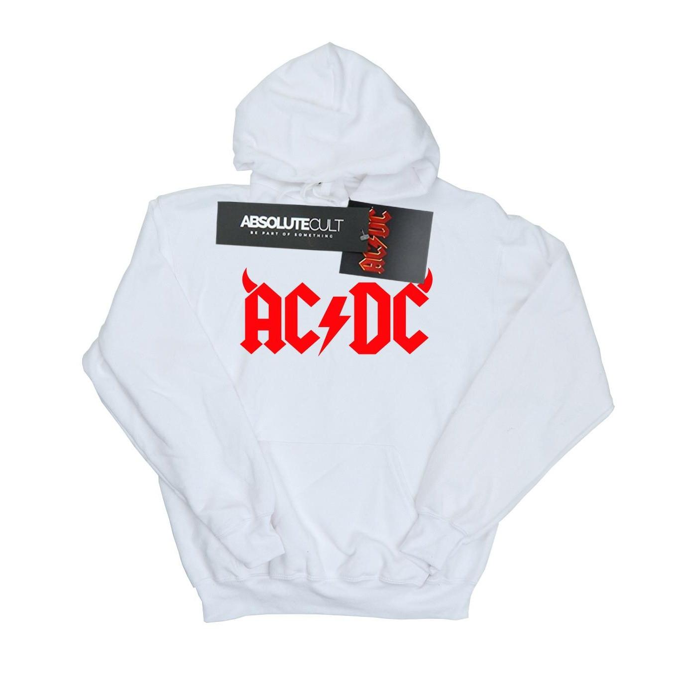 Acdc Horns Logo Kapuzenpullover Damen Weiss S von AC/DC