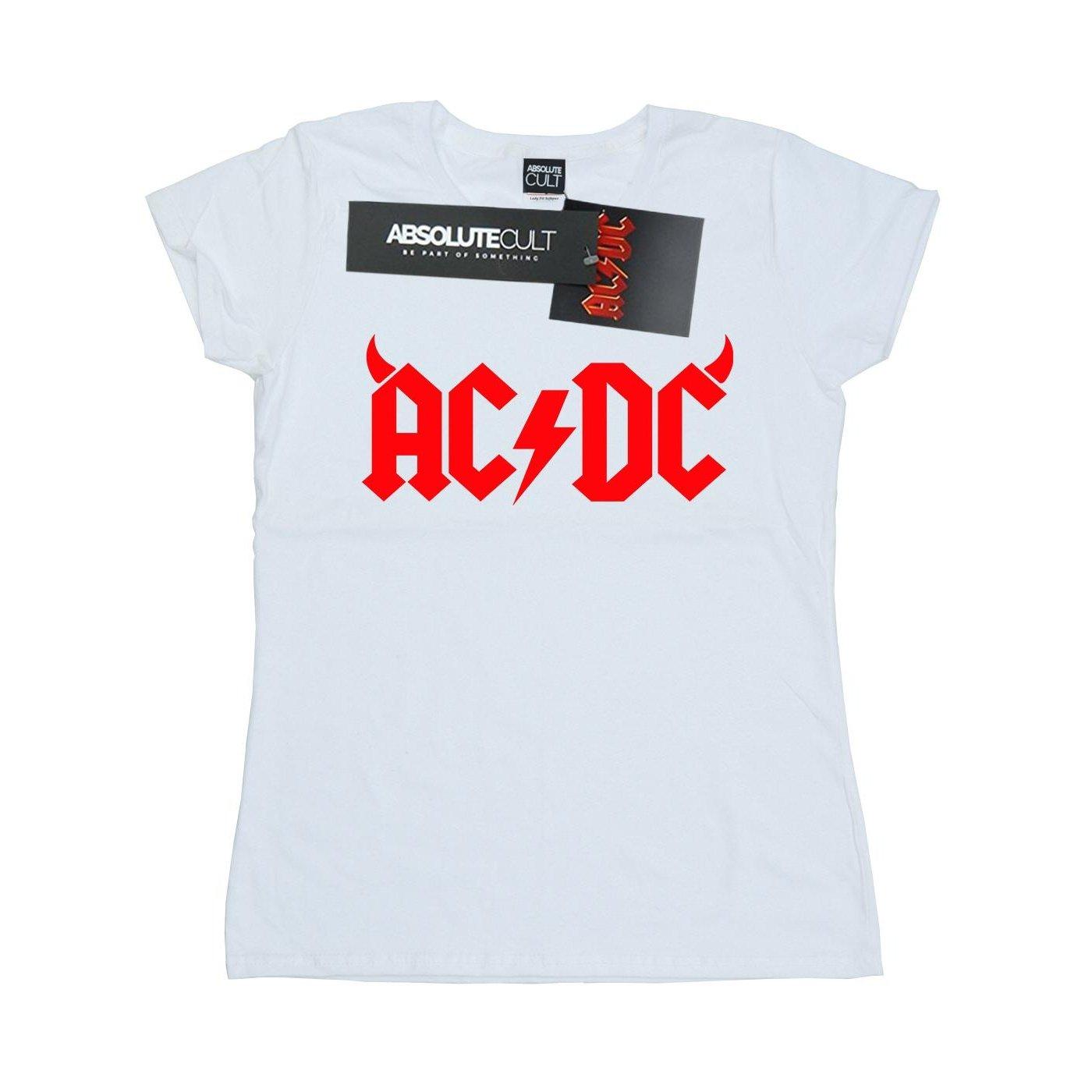 Acdc Horns Logo Tshirt Damen Weiss M von AC/DC