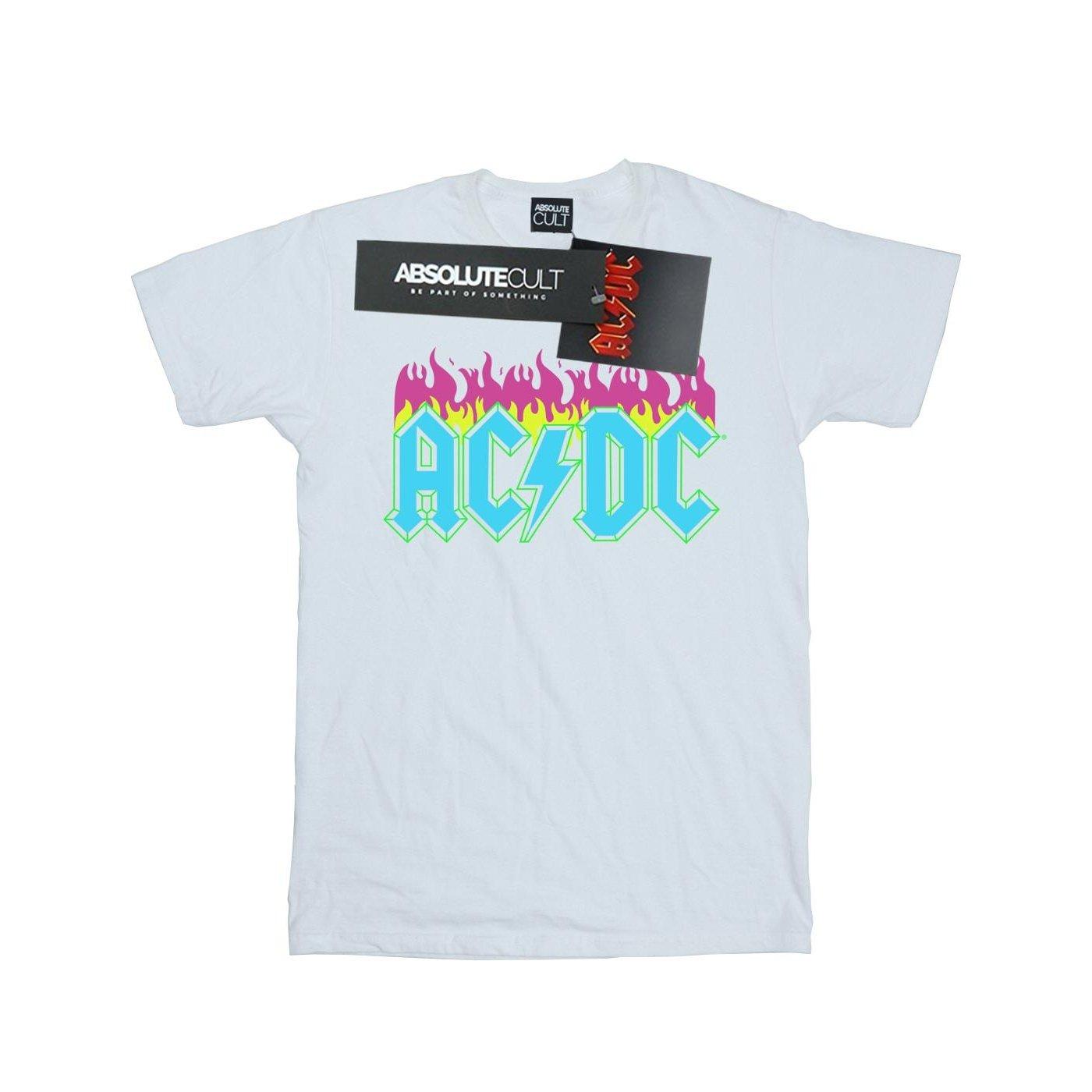 Acdc Neon Flames Tshirt Damen Weiss M von AC/DC