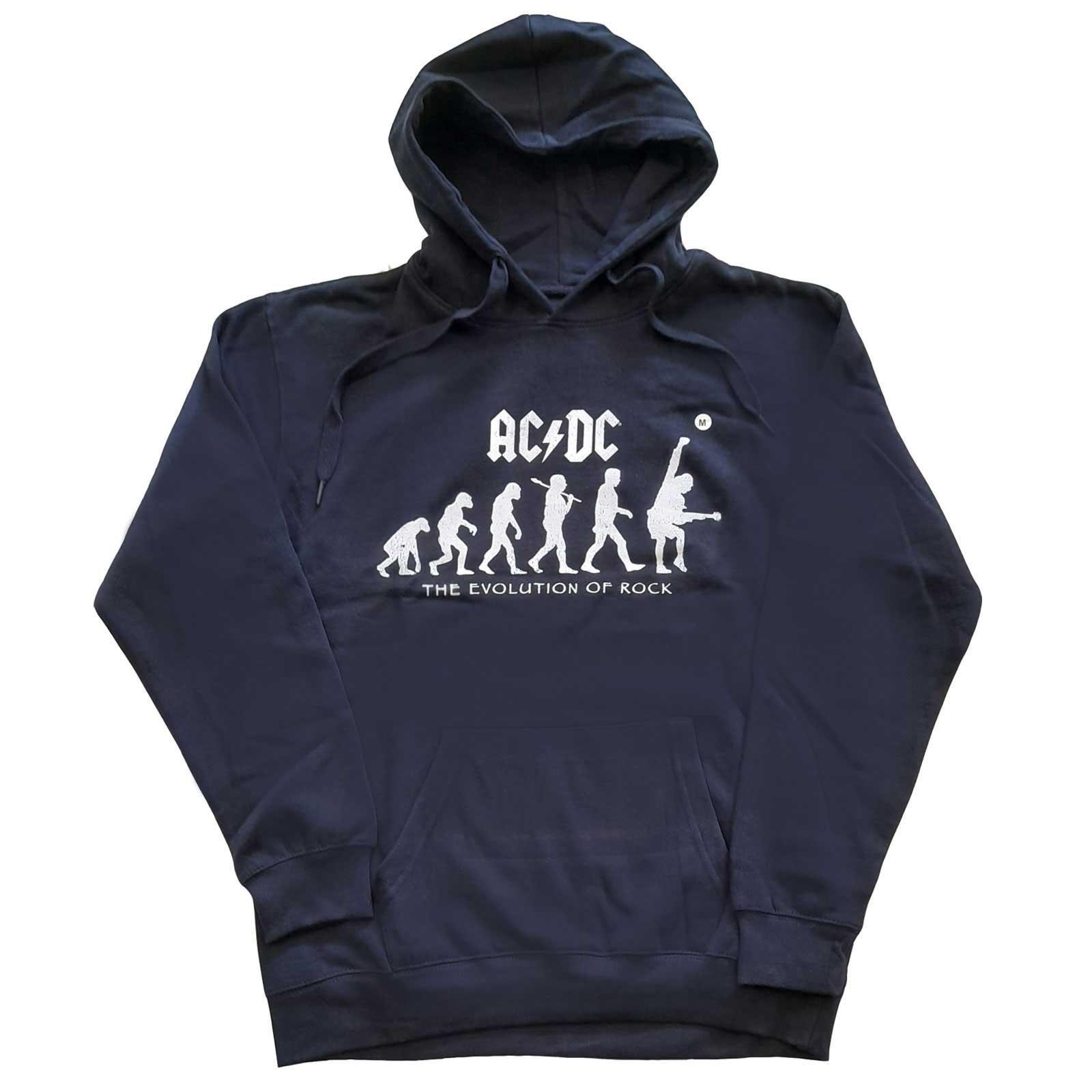 Acdc The Evolution Of Rock Hoodie Zum Überziehen Damen Marine M von AC/DC