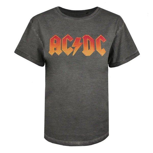 Acdc Tshirt Acid Wash Damen Charcoal Black S von AC/DC