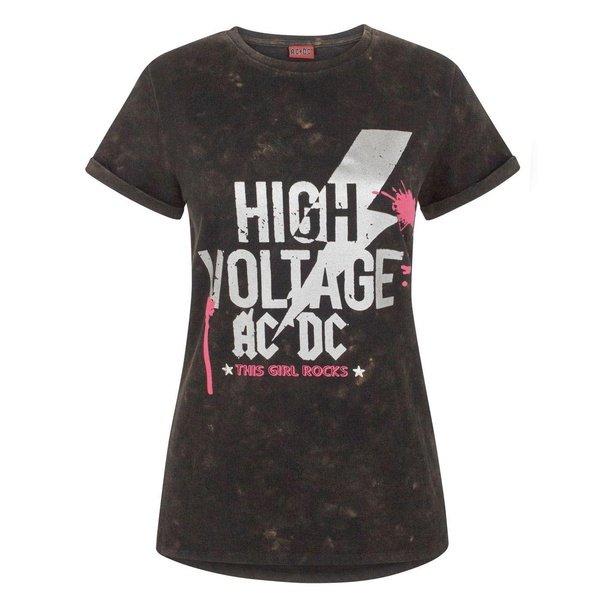 Acdc Tshirt High Voltage, Acid Wash Damen Schwarz M von AC/DC