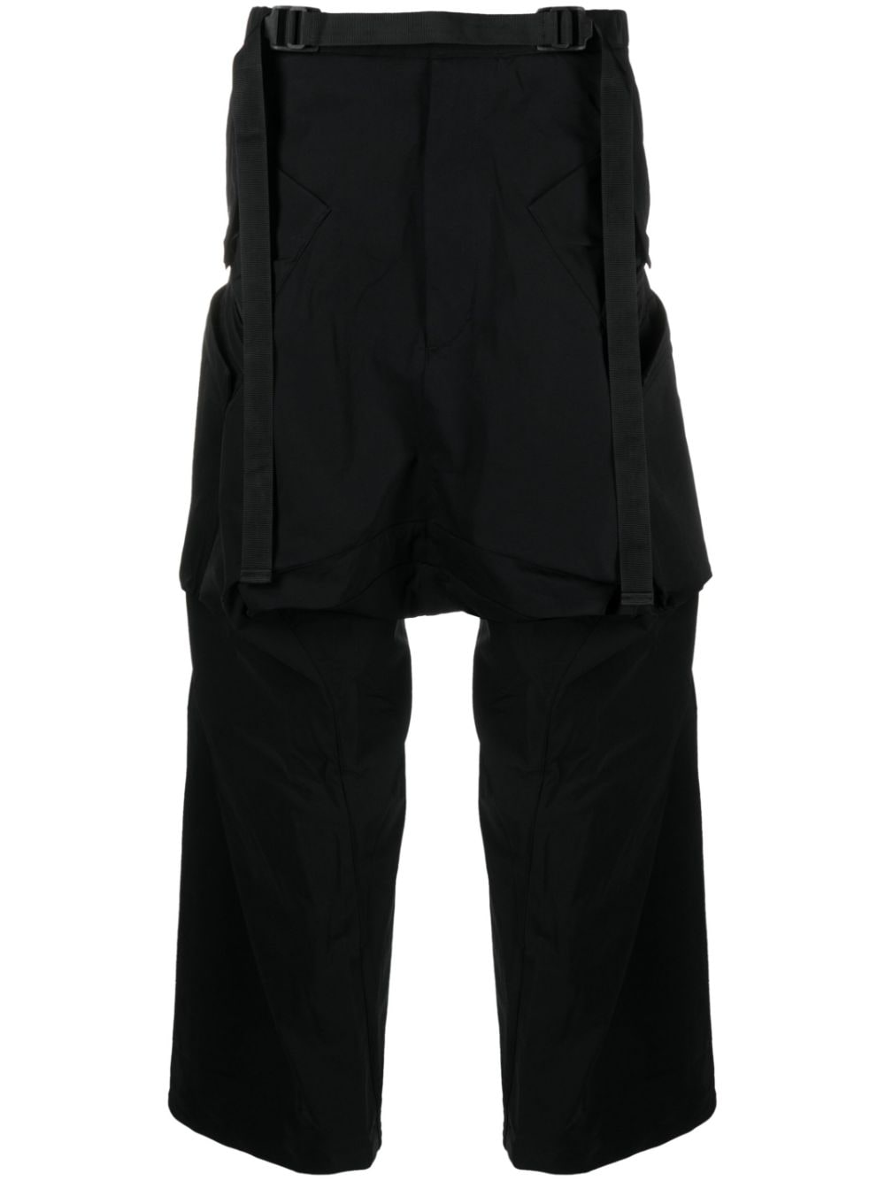 ACRONYM belted ruched drop-crotch trousers - Black von ACRONYM