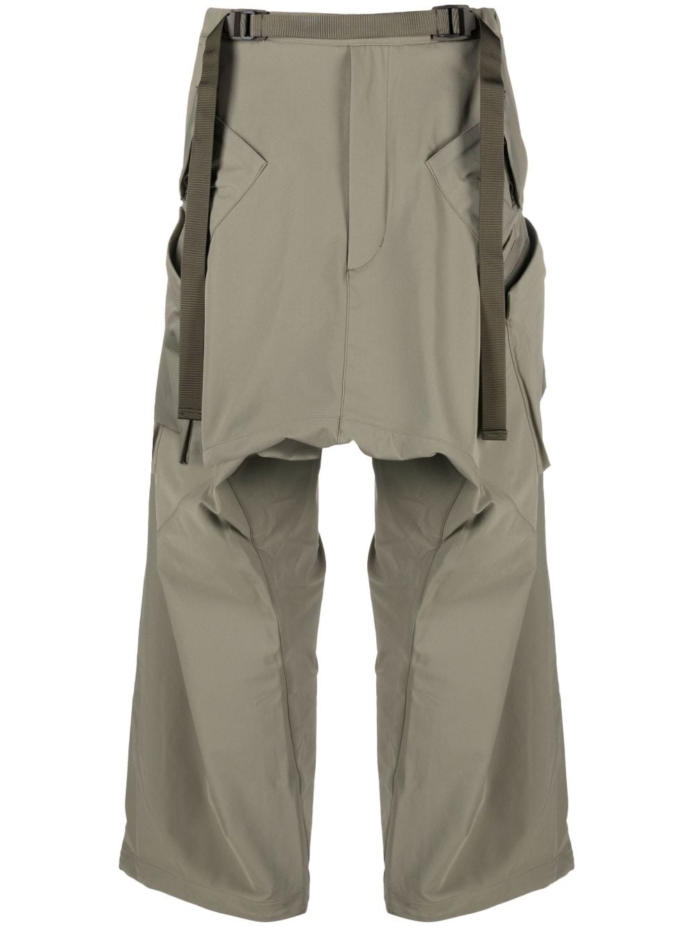 ACRONYM belted ruched drop-crotch trousers - Green von ACRONYM