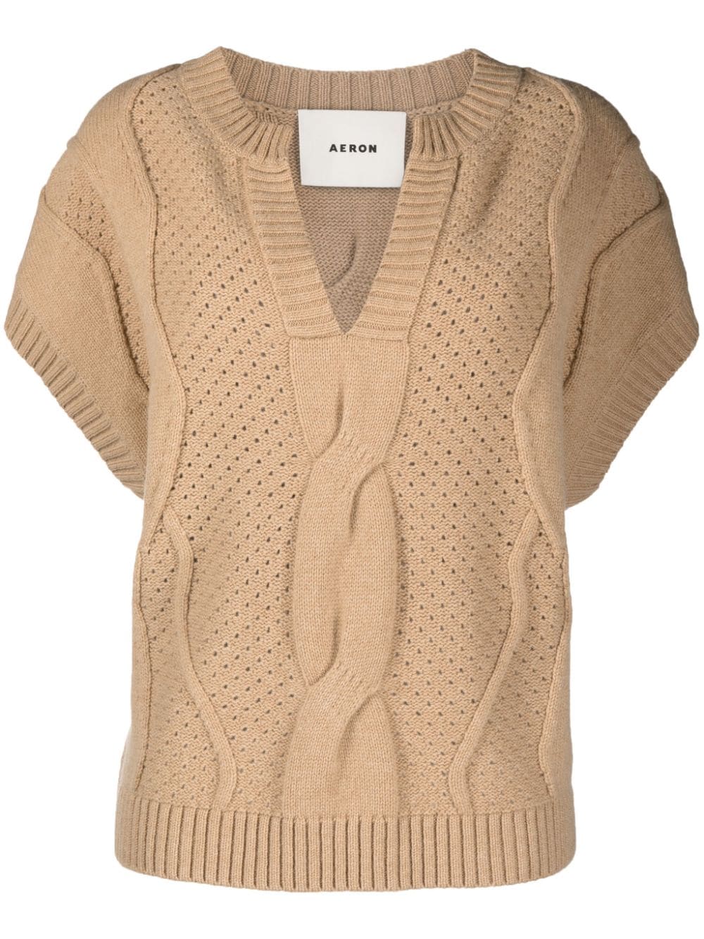 AERON Noam merino wool cable-knit top - Neutrals von AERON