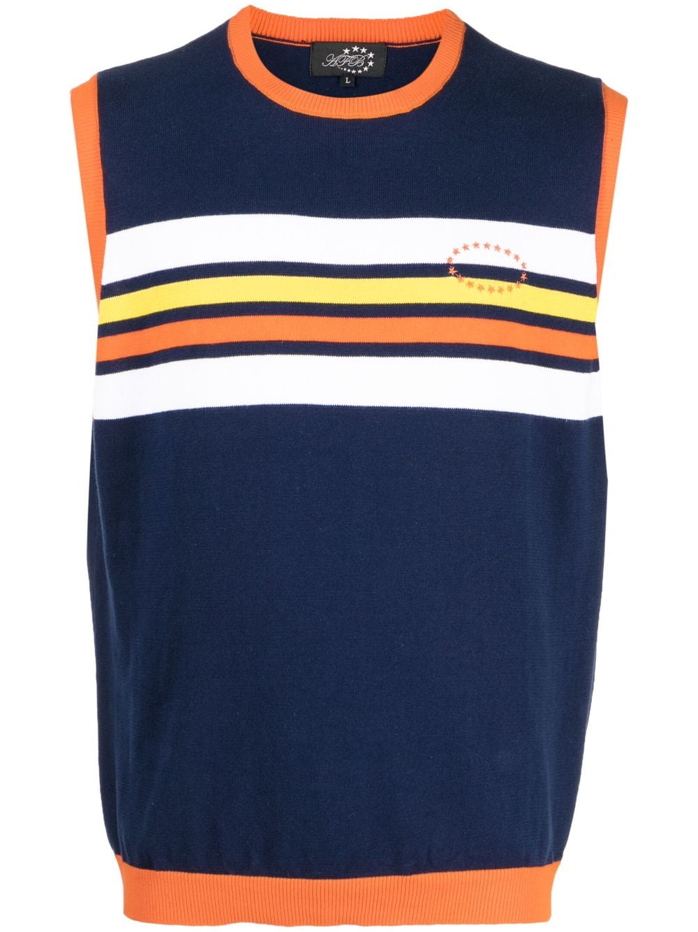 AFB logo-embroidered striped knitted vest - Blue von AFB