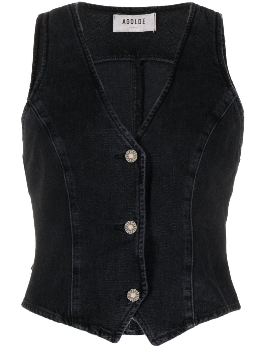 AGOLDE Heller button-up denim waistcoat - Black von AGOLDE