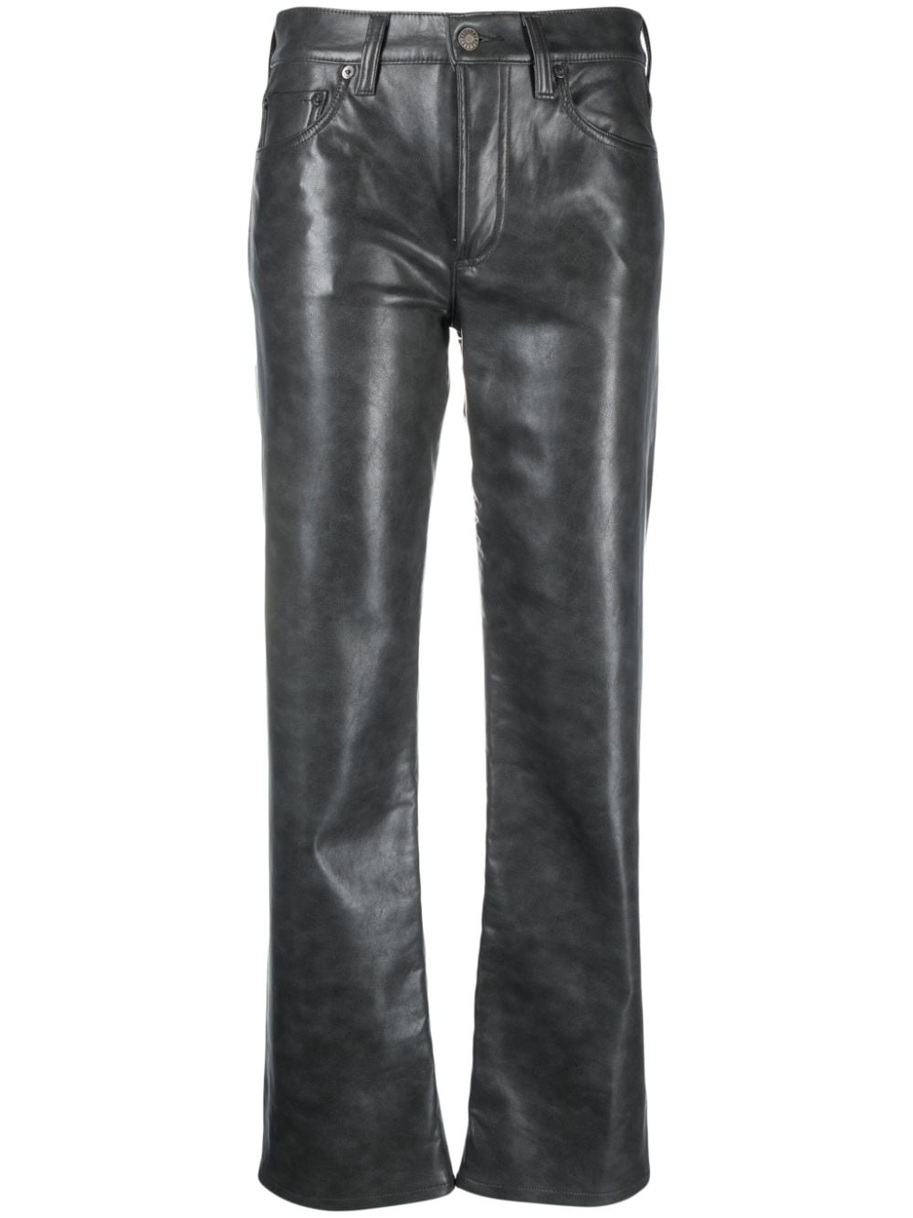 AGOLDE Sloane mid-rise straight-leg leather trousers - Grey von AGOLDE