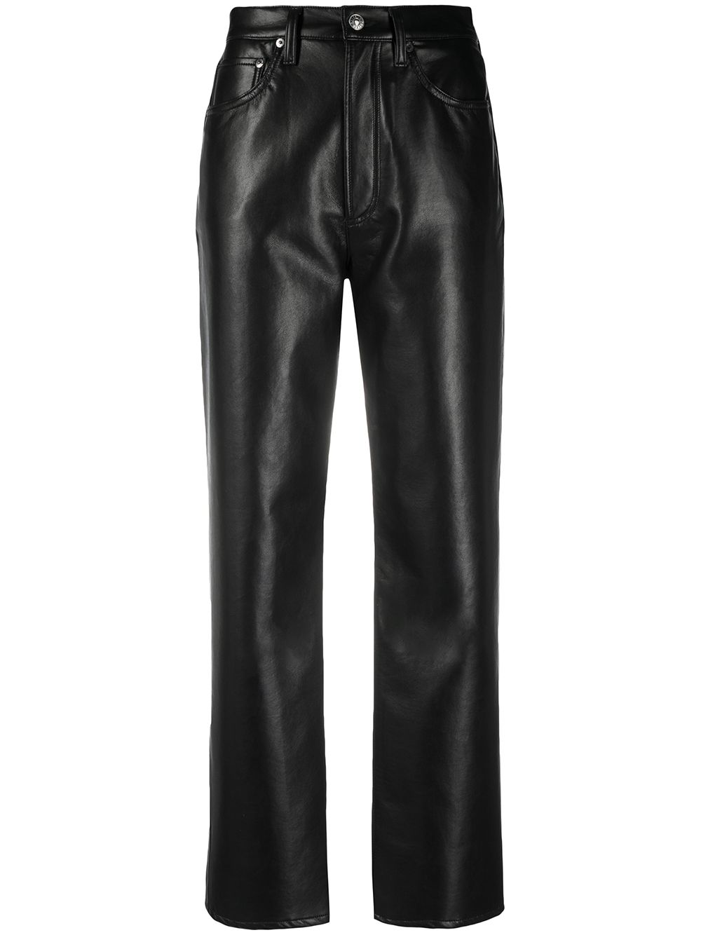 AGOLDE high-waisted leather trousers - Black von AGOLDE